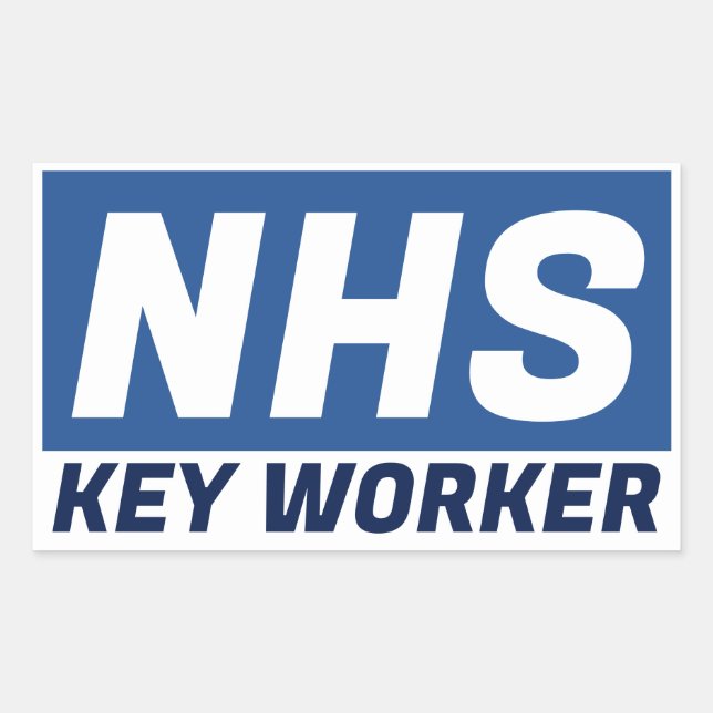 PEGATINA RECTANGULAR TRABAJADOR CLAVE DEL NHS (Anverso)