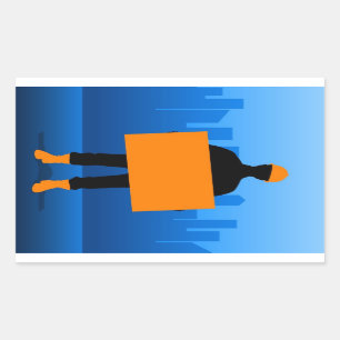 Pegatina Rectangular Trabajador de construcción