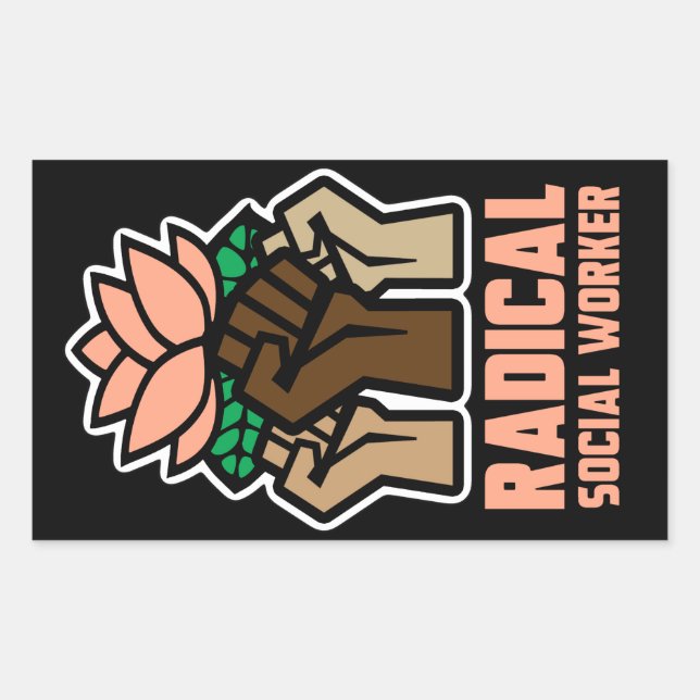 Pegatina Rectangular Trabajador social radical (Anverso)