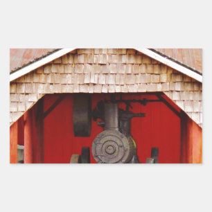 Pegatina Rectangular Tracter antiguo con motor de vapor