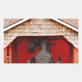 Pegatina Rectangular Tracter antiguo con motor de vapor