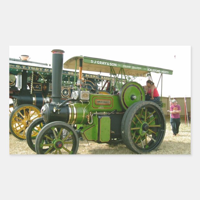 Pegatina Rectangular tractor antiguo (Anverso)