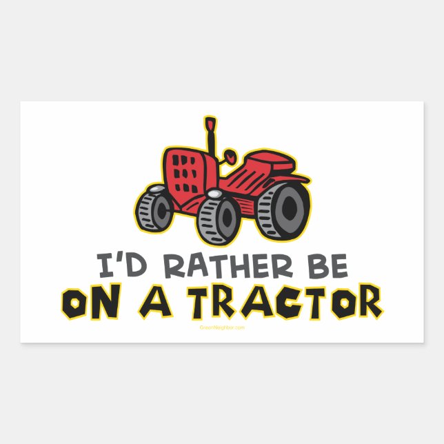 Pegatina Rectangular Tractor divertido (Anverso)