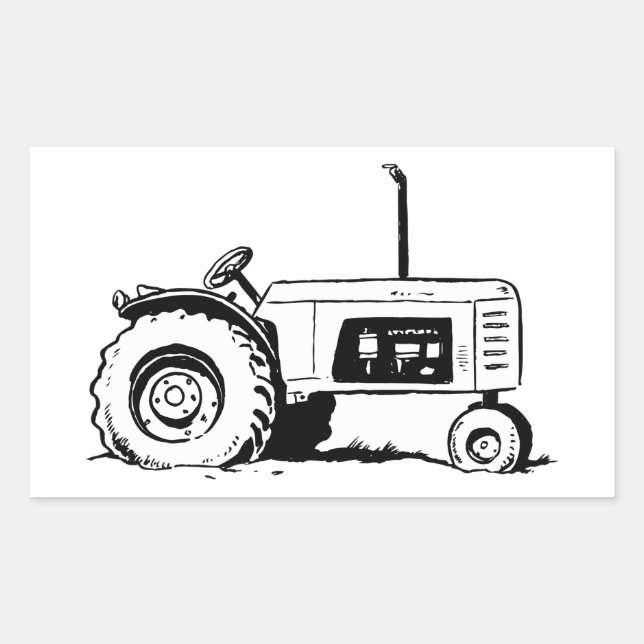 Pegatina Rectangular Tractor Sketch (Anverso)