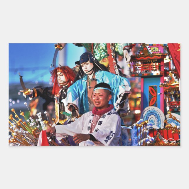 Pegatina Rectangular Tradición del Festival de Japón (Anverso)