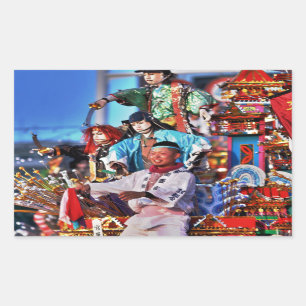 Pegatina Rectangular Tradición del Festival de Japón