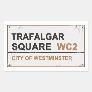 Pegatina Rectangular Trafalgar Square London - Signo de época