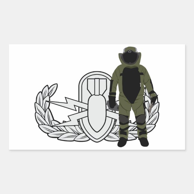 Pegatina Rectangular Traje de la bomba EOD (Anverso)