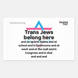 Pegatina Rectangular Trans Jews Belong Everywhere