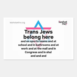 Pegatina Rectangular Trans Jews Belong Everywhere