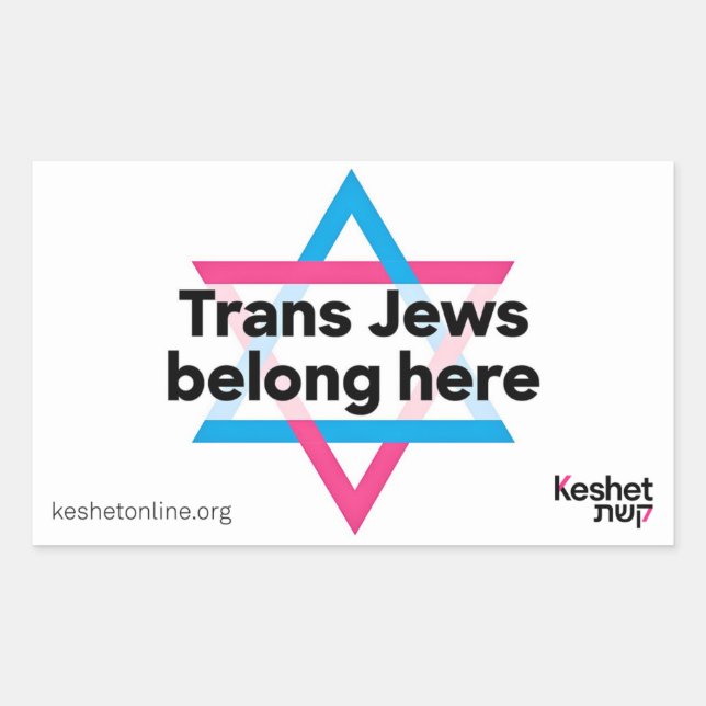 Pegatina Rectangular Trans Jews Belong Here sticker (Anverso)