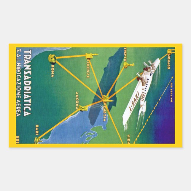 Pegatina Rectangular Transadriatica Navigazione Aerea (Anverso)