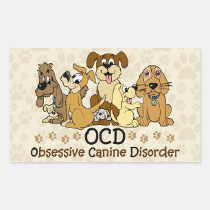 Pegatina Rectangular Trastorno obsesivo canino OCD