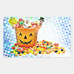 Pegatina Rectangular Tratamientos de Halloween PopArt