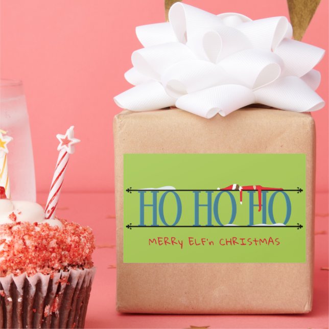 Pegatina Rectangular Travesuras de duendes verde y azul Navidad (Fiesta)