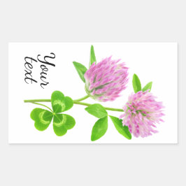 Pegatina Rectangular Trébol rosa