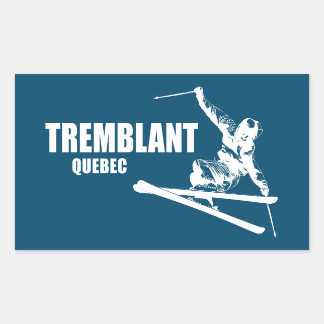 Pegatina Rectangular Tremblant Quebec Skier (Anverso)