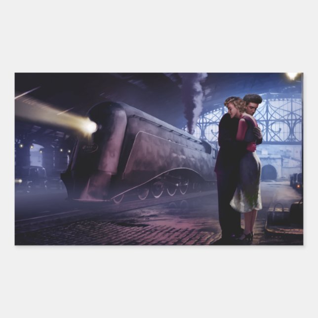 Pegatina Rectangular Tren azul (Anverso)