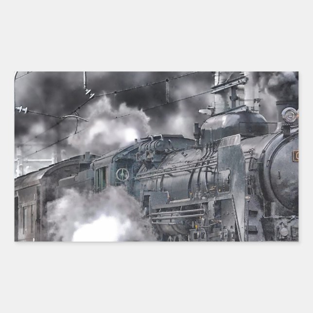 Pegatina Rectangular Tren de motores de vapor HDR Foto (Anverso)