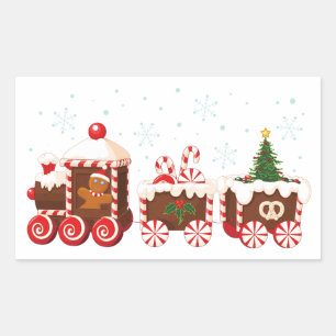 Pegatina Rectangular Tren de pan de jengibre para navidades