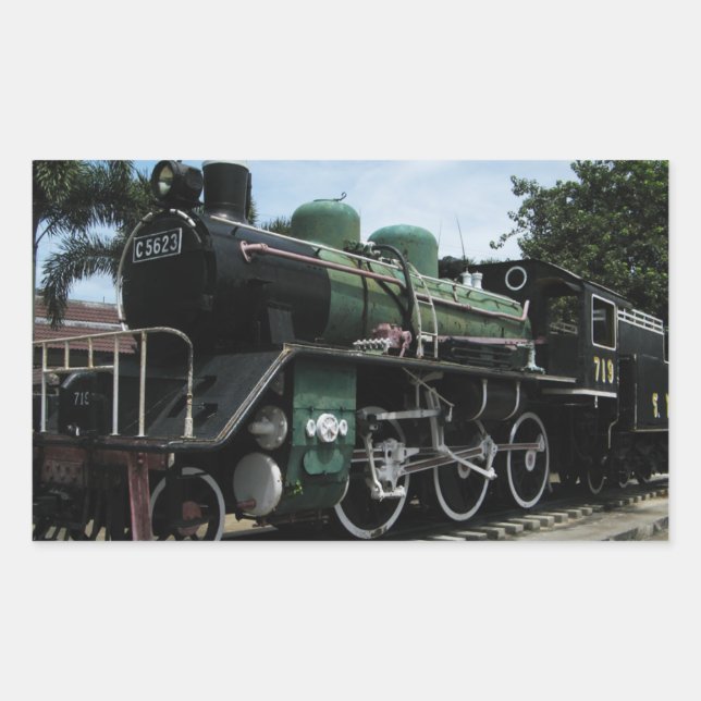 Pegatina Rectangular Tren de vapor de la Segunda Guerra Mundial en el p (Anverso)