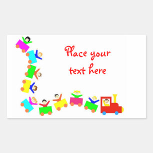 Pegatina Rectangular Tren infantil feliz