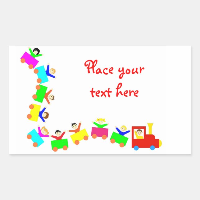 Pegatina Rectangular Tren infantil feliz (Anverso)