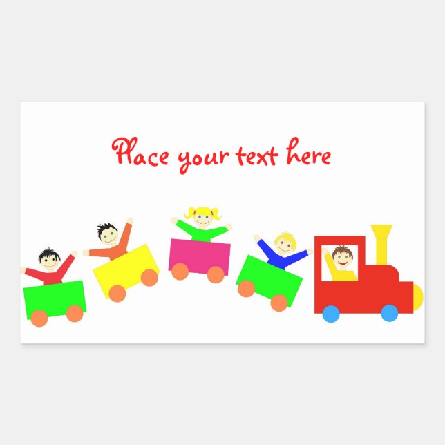 Pegatina Rectangular Tren infantil feliz (Anverso)