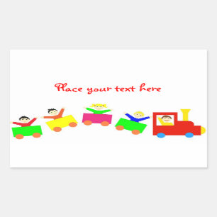 Pegatina Rectangular Tren infantil feliz