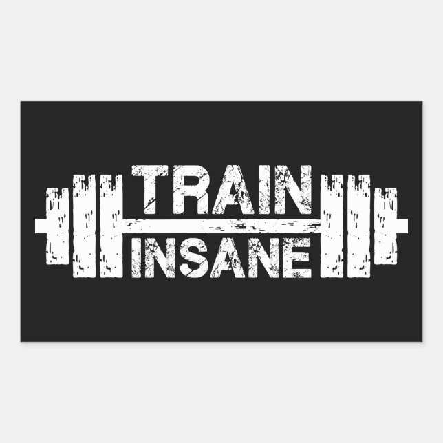 Pegatina Rectangular Tren loco - Barbell, Gym, Workout Inspirador (Anverso)