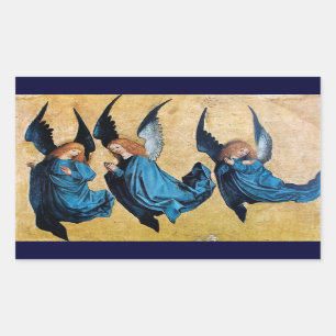 Pegatina Rectangular TRES ÁNGELES EN Navidades AZULES