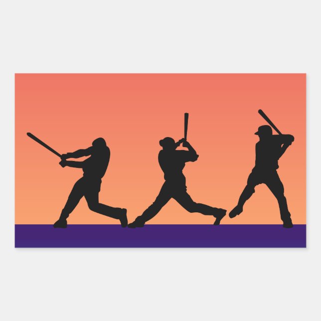 Pegatina Rectangular Tres Batallas De Béisbol (Anverso)
