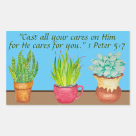 Pegatina Rectangular Tres Diferentes Sticker de Suculentas de Acuarela