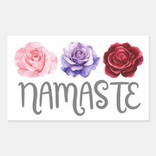 Pegatina Rectangular Tres flores: Namaste