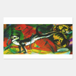 Pegatina Rectangular Tres gatos