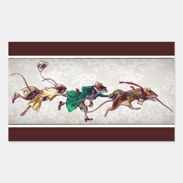 Pegatina Rectangular Tres ratones ciegos (Anverso)