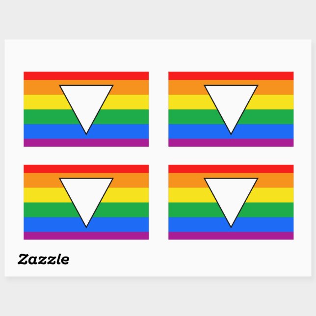 Pegatina Rectangular Triángulo LGBTQ+ y orgullo arcoiris (Hoja)