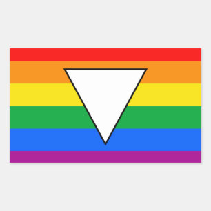 Pegatina Rectangular Triángulo LGBTQ+ y orgullo arcoiris