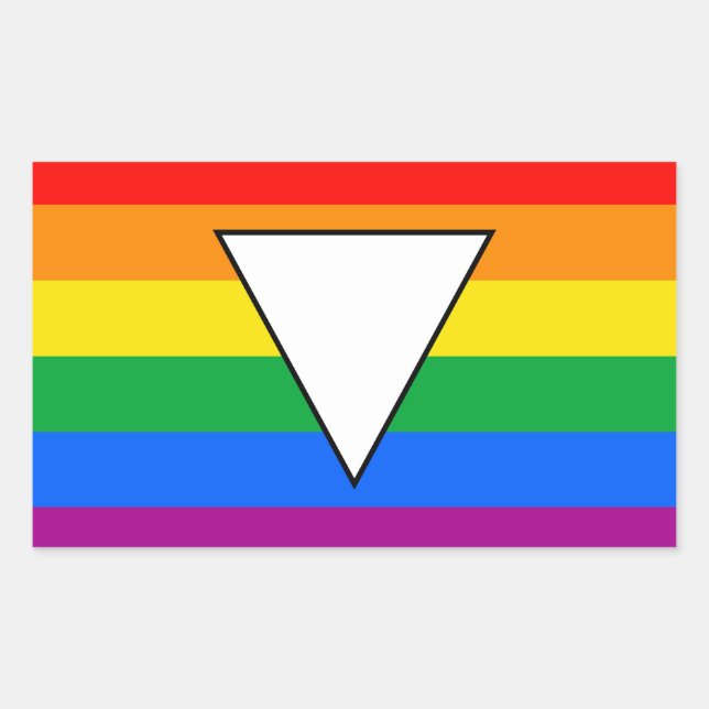 Pegatina Rectangular Triángulo LGBTQ+ y orgullo arcoiris (Anverso)