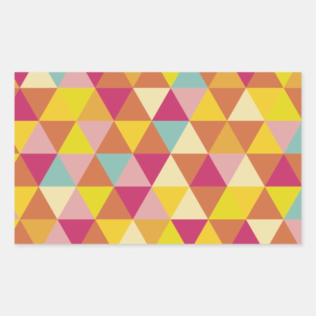 Pegatina Rectangular Triángulos multicolor polígono en forma geométrica (Anverso)