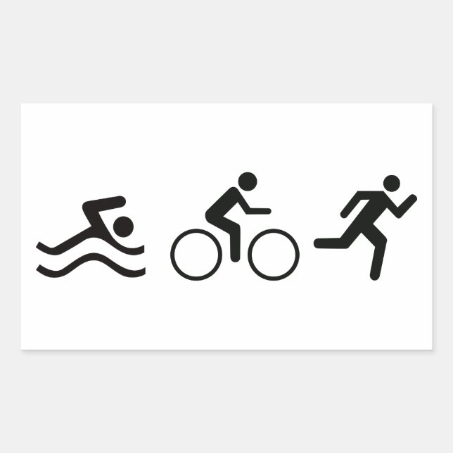 Pegatina Rectangular Triatleta (Anverso)