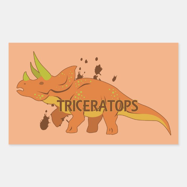 Pegatina Rectangular Triceratops (Anverso)