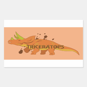 Pegatina Rectangular Triceratops