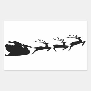 Pegatina Rectangular Trineo y reno de Santa del navidad