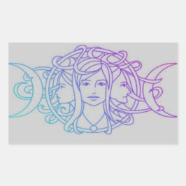 Pegatina Rectangular Triple diosa de la luna de Pagan Wiccan