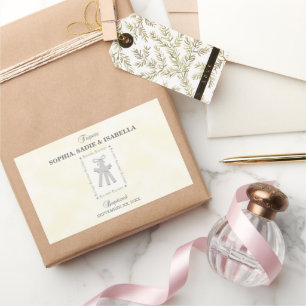 Pegatina Rectangular Triplets bautizados con cruces amarillas 3 persona