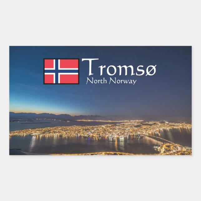 Pegatina Rectangular Tromso Noruega (Anverso)