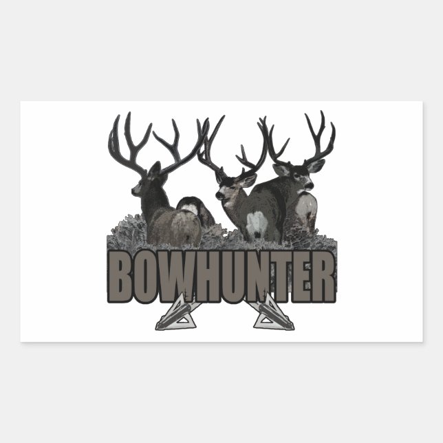 Pegatina Rectangular Trophy Bucks Bowhunter (Anverso)