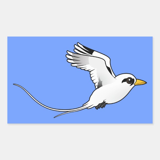 Pegatina Rectangular Tropicbird de cola blanca y pájaros en vuelo (Anverso)
