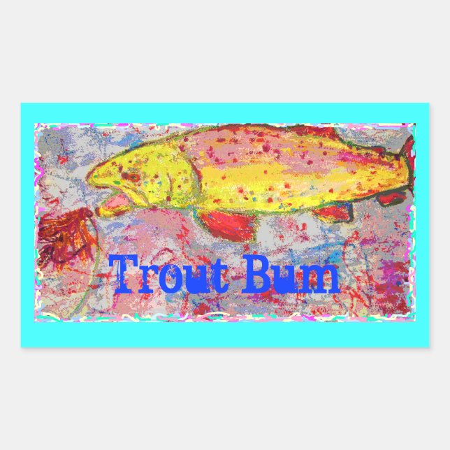 Pegatina Rectangular Trout Bum (Anverso)